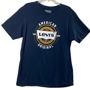 Levis Mens Large Graphic T-Shirt Navy Blue American Quality Original Logo Tee